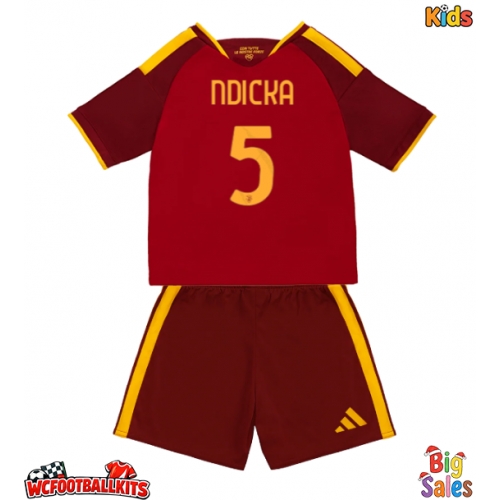 AS Roma Evan Ndicka #5 Replica Home Stadium Kit for Kids 2026-27 Short Sleeve (+ pants)